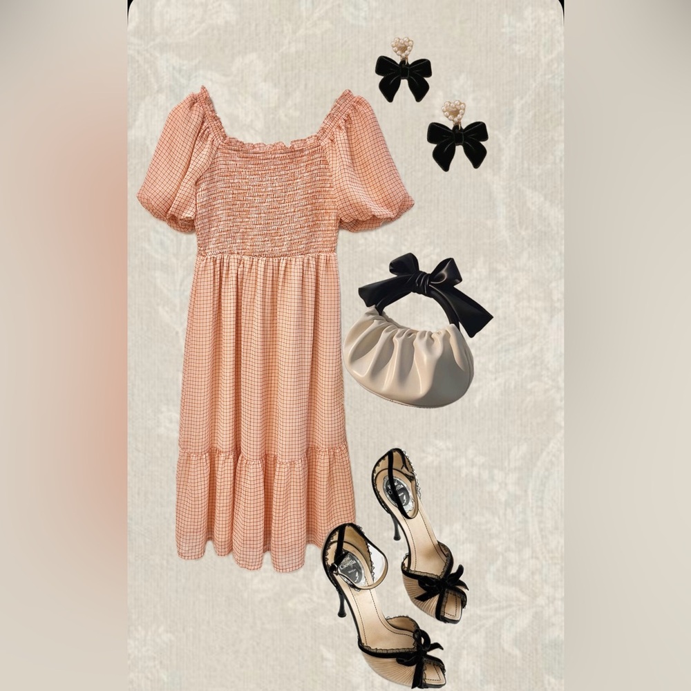 LC Lauren Conrad Peach orange Gingham Kids Dress